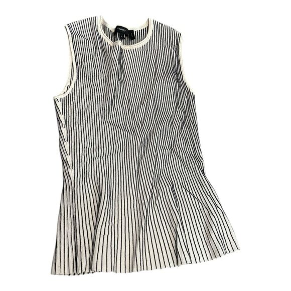 Theory Black and White Striped Sleeveless Blouse - Picture 1 of 5